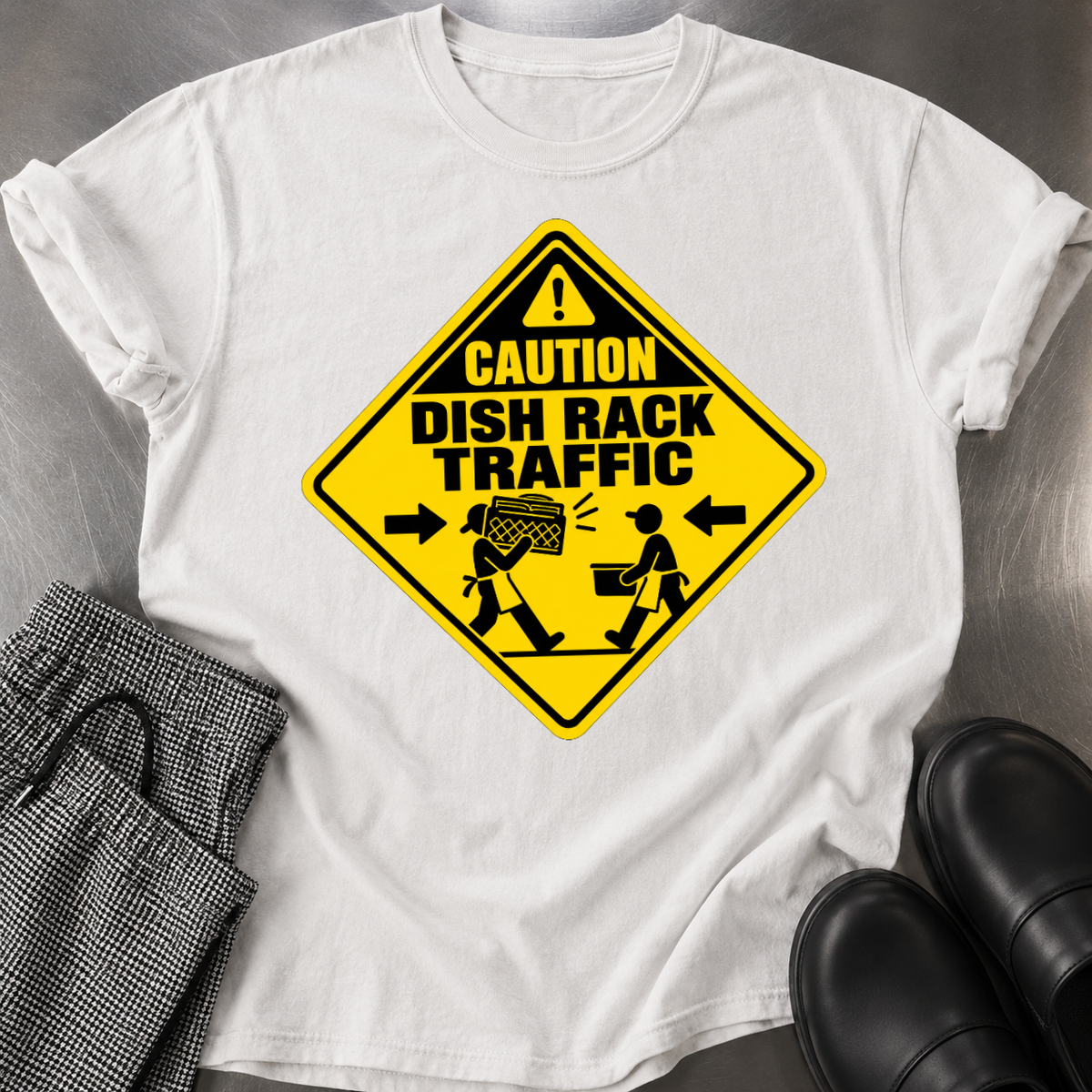 Caution Dish Rack Traffic T-shirt